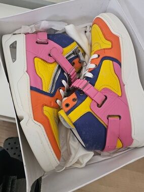Kids Multi-Color High-Top Sneakers - Pink, Yellow & Orange